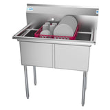 36 in. Two Compartment Stainless Steel Commercial Sink, Bowl Size 15"x 15"x 12" SB151512-N3.