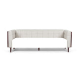 Contemporary 3 Seater Sofa With Button Tufted Waffle Stitching - Beige