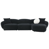 Lucifer - Sectional Sofa With 3 Pillows - Black Shimmer Chenille