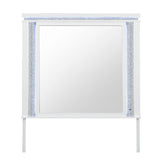 Adalid - Square Shaped Mirror With LED Lighting And Glittered Detailing - White
