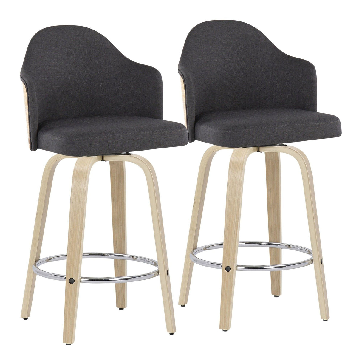 Ahoy - Contemporary Fixed-Height Counter Stool With Natural Bamboo Frame (Set of 2)