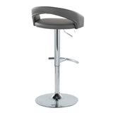 Grotto - Upholstered Adjustable Barstool - Chrome Metal Base