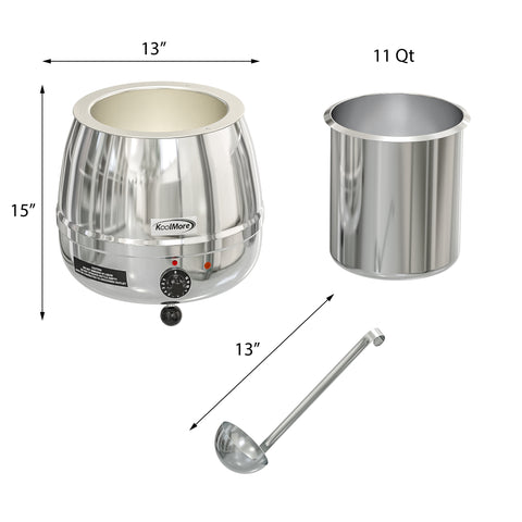 11.5 Qt. Round Countertop Stainless-Steel Food / Soup Kettle Warmer, SK-SS-3G.