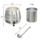 11.5 Qt. Round Countertop Stainless-Steel Food / Soup Kettle Warmer, SK-SS-3G.