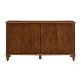 TV Stand With Carved Geometric Doors, Storage Cabinet For Living Room - Walnut