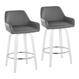 Cinch - Contemporary Fixed-Height Swivel Counter Stool (Set of 2) - White Wood And Round Footrest
