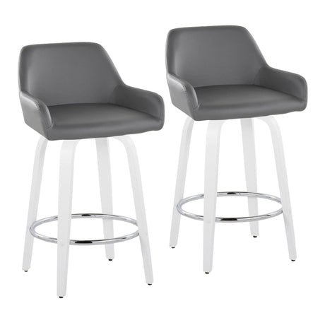 Cinch - Contemporary Fixed-Height Swivel Counter Stool (Set of 2) - White Wood And Round Footrest