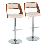 Cecina - Adjustable Barstool With Swivel And Rounded T Footrest (Set of 2) - Chrome Metal, Cherry Wood