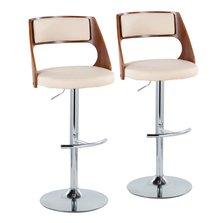 Cecina - Adjustable Barstool With Swivel And Rounded T Footrest (Set of 2) - Chrome Metal, Cherry Wood