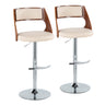Cecina - Adjustable Barstool With Swivel And Rounded T Footrest (Set of 2) - Chrome Metal, Cherry Wood