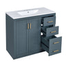 Modern Bathroom Vanity With Ceramic Sink, 6 Drawers & Soft-Close Doors