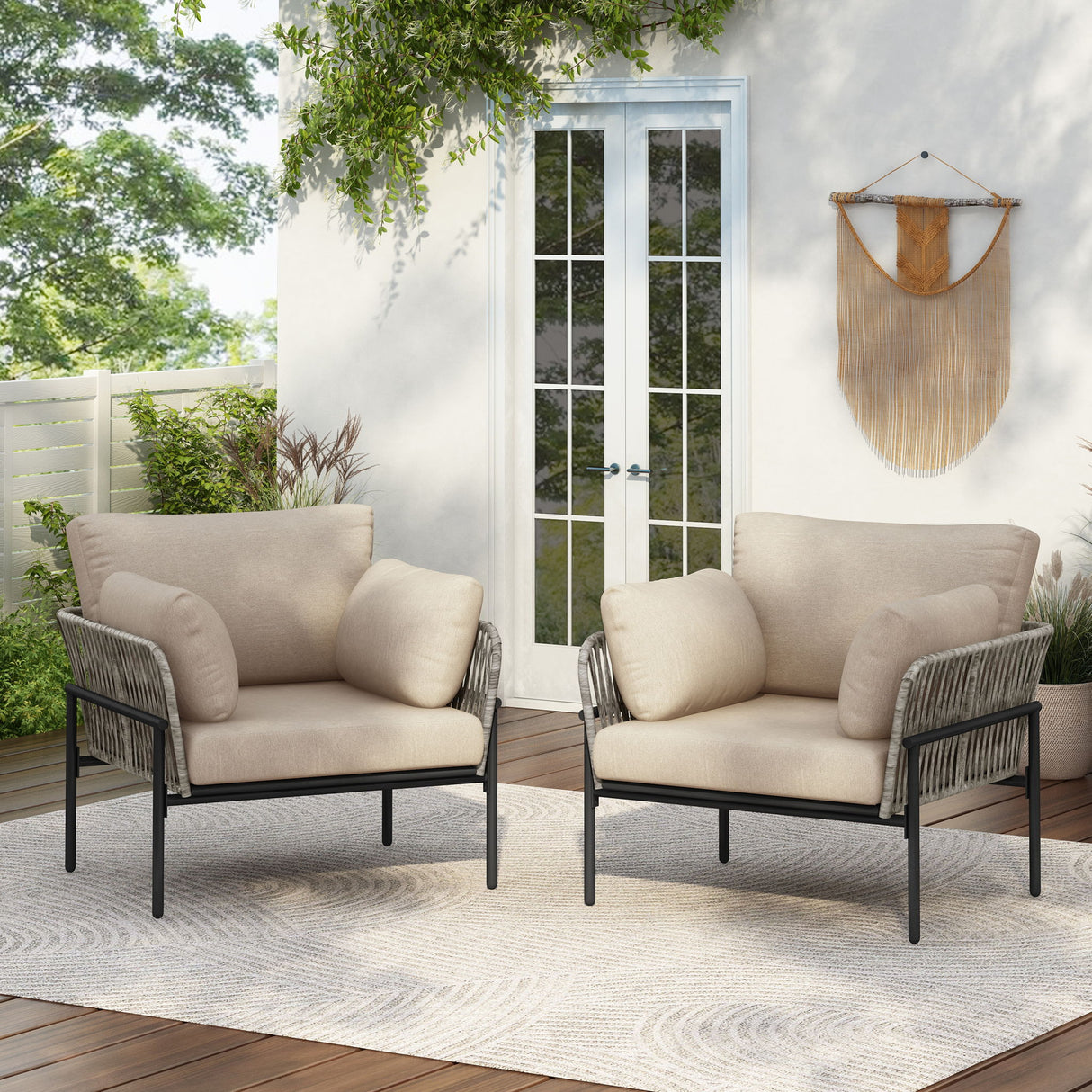 Rope Lounge Chair With Cushions For Modern Spaces