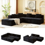 Modular Sectional Couches For Living Room With Deep Seat, L Shape Cloud Sofa Couch, High Density Memory Foam, Boneless Upholstered Couchesy - Black