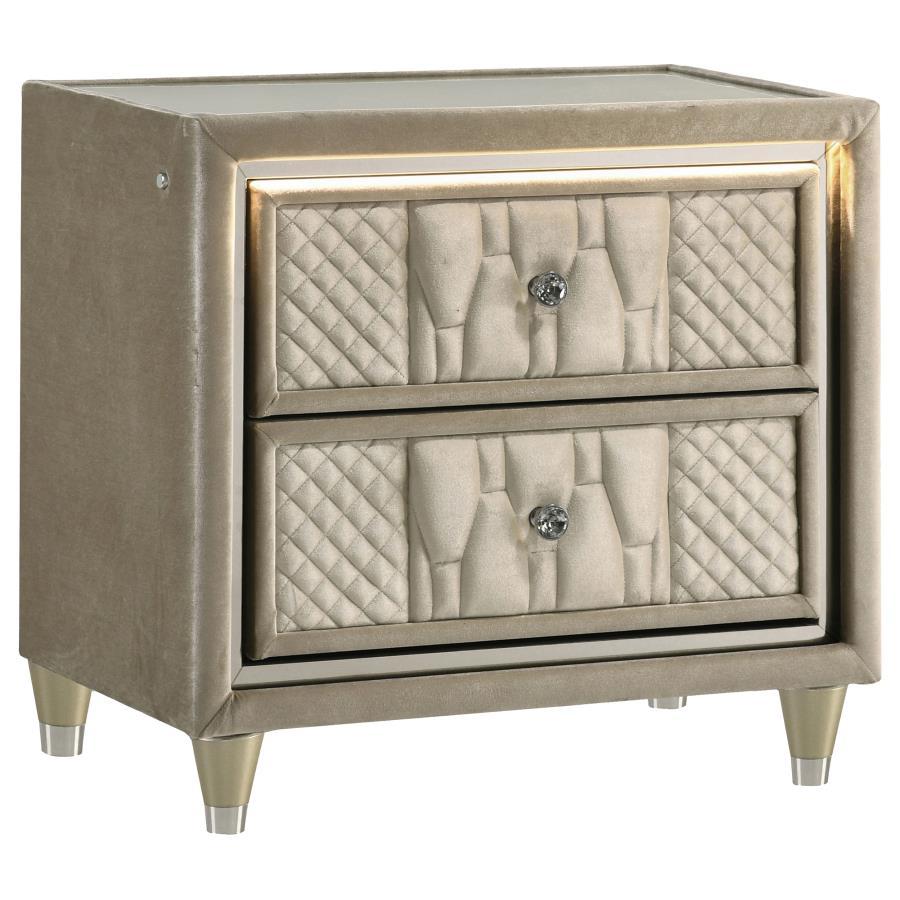 Lorient - 2-Drawer LED Nightstand With USB