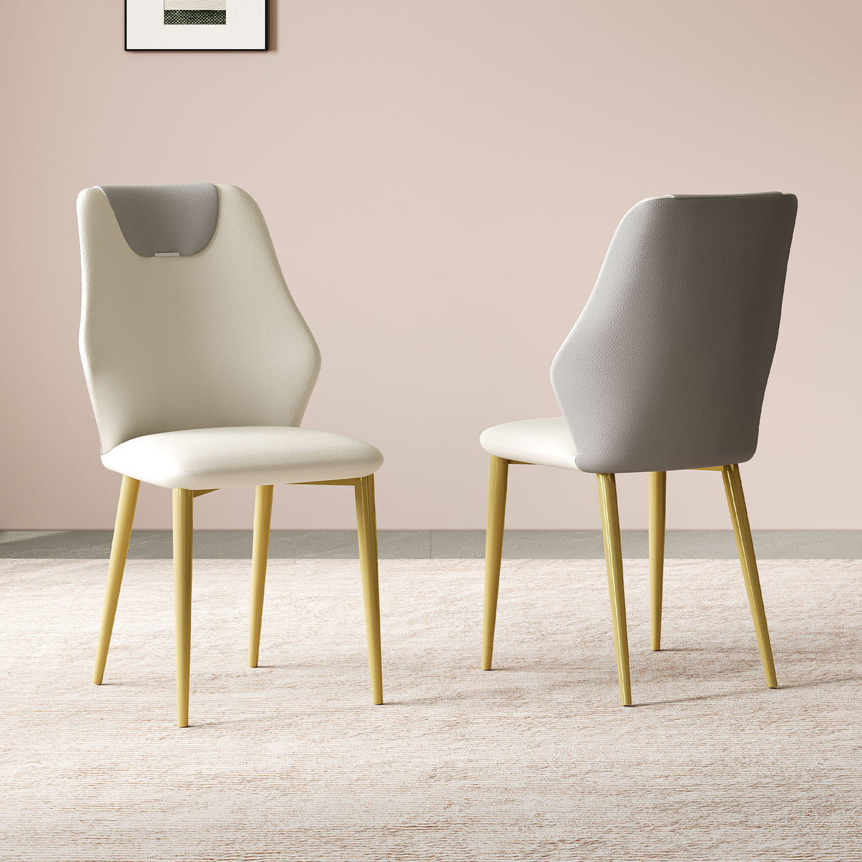 Dining Chairs (Set of 2) - Beige / Gray