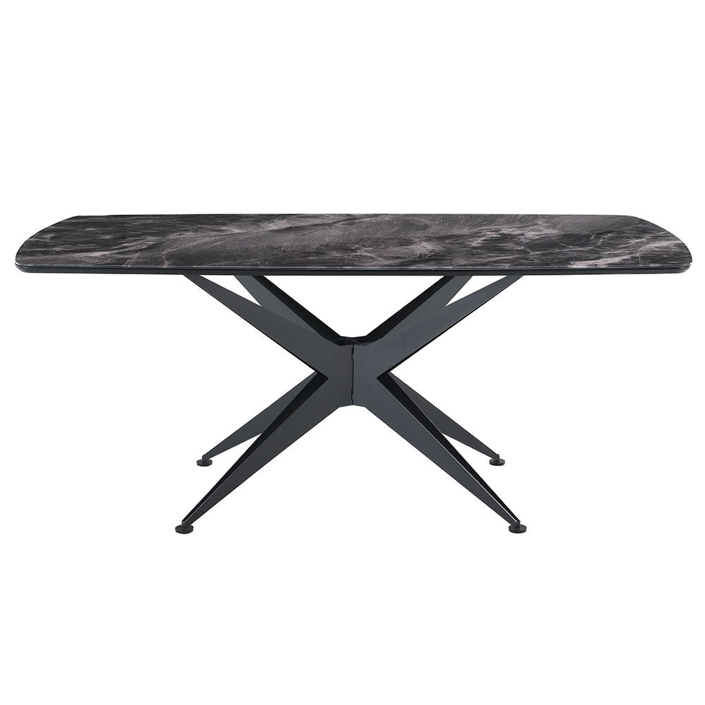 Klaus - Dining Table - Crystal Tempered Glass Top & Black Finish