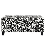 Luxury Storage Ottoman With Floral Patterned Fabric, Soft-Close Hinges, Multi Functional