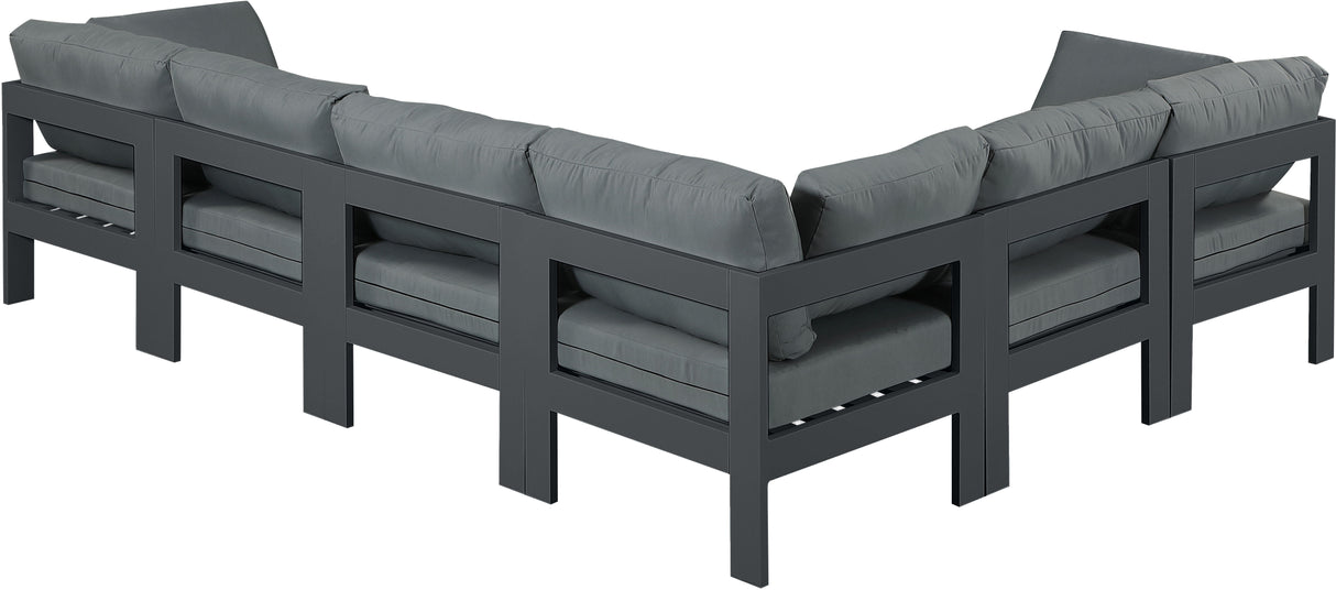 Nizuc - Outdoor Patio 6 Piece Modular Sectional With Gray Frame