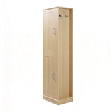 Tall Freestanding Bathroom Storage Cabinet With Adjustable Shelves And Side Hooks