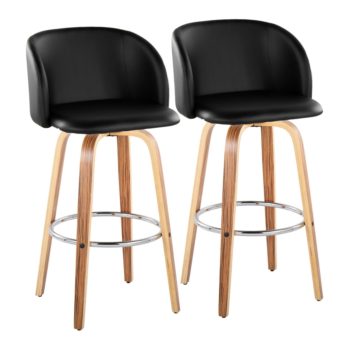 Fran - Fixed-Height Barstool (Set of 2) - Zebra Wood