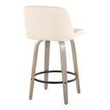 Toriano - 26" Fixed-Height Counter Stool (Set of 2) - Light Gray, Cream And Black