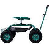 Rolling Garden Scooter Cart Seat With Wheels, 360 Swivel, Tool Tray