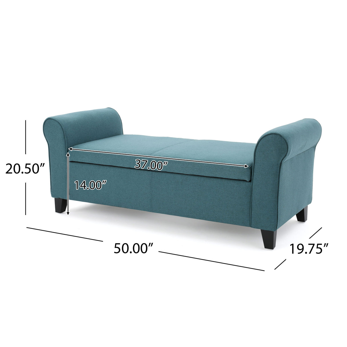 Hayes - Armed Storage Bench With Rolled Arms And Button Tufting