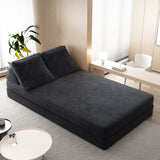 Multifunctional Convertible Sofa Bed With 2 Tumbler Backrests And 2 Pillows, Deep Seat Couch
