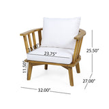 Outdoor Club Chair With Curved Backrest And Frame - White