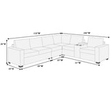 Modern Style L-Shape Sectional Set, USB Ports, Cup Holder