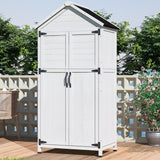 Storage Shed With Double Doors For Outdoor Garden Tool Organization - White