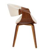 Curvo - Dining / Accent Chair - Walnut And Cream Fabric