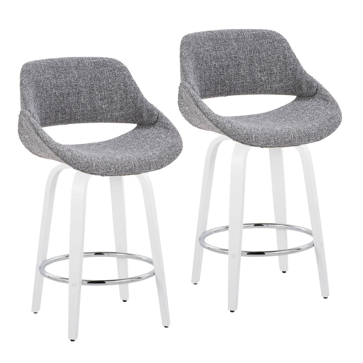 Cinch - Contemporary Fixed-Height Swivel Counter Stool (Set of 2) - White Wood And Chrome