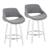 Cinch - Contemporary Fixed-Height Swivel Counter Stool (Set of 2) - White Wood And Chrome