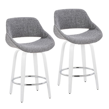 Cinch - Contemporary Fixed-Height Swivel Counter Stool (Set of 2) - White Wood And Chrome