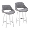 Cinch - Contemporary Fixed-Height Swivel Counter Stool (Set of 2) - White Wood And Chrome