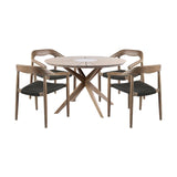 Oasis Santo - 5 Piece Outdoor Patio Round Dining Set - Eucalyptus / Charcoal