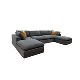 Upholstery Full Compressed Modular Sectional With Toss Pillows - Light Gray