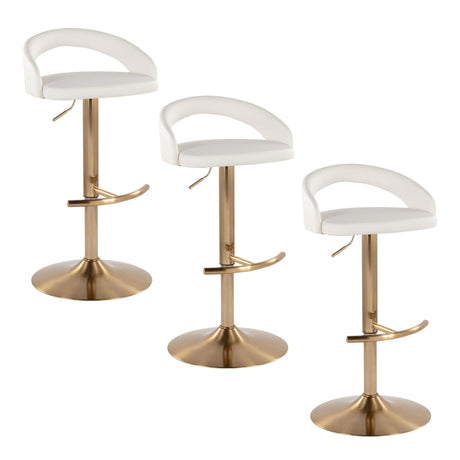 Grotto - Upholstered Adjustable Barstool - Gold Metal Base