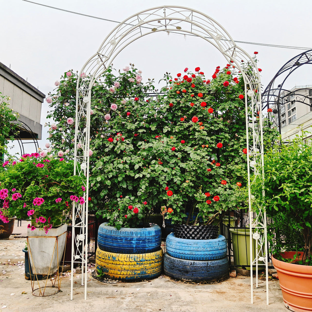 Metal Garden Arch Assemble Freely With 8 Styles Garden Arbor Trellis Climbing Plants Support Rose Arch