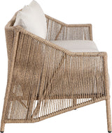 Coastline - Olefin Water Resistant Fabric And Wicker Outdoor Patio Sofa - Beige