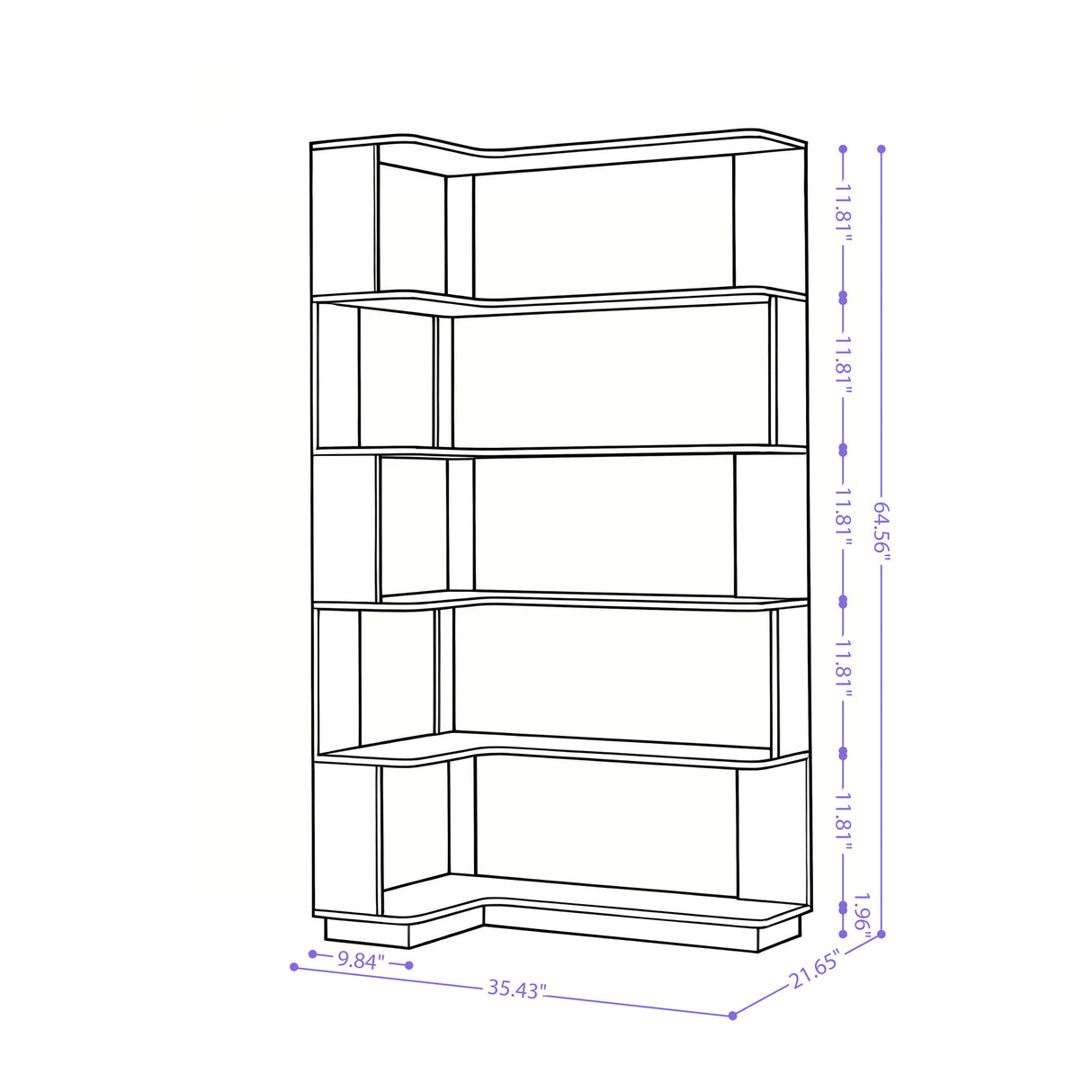 L-Shaped Corner Bookshelf