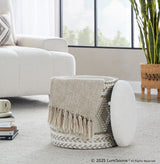 Tahoe - Pom Pom Ottoman - Beige Wool