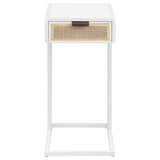 Amherst - 1-Drawer Radio Weave Cane Metal Side Table