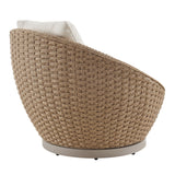 Kobalt - Metal Outdoor Swivel Lounge Chair With Cushions - Boucle White / Natural