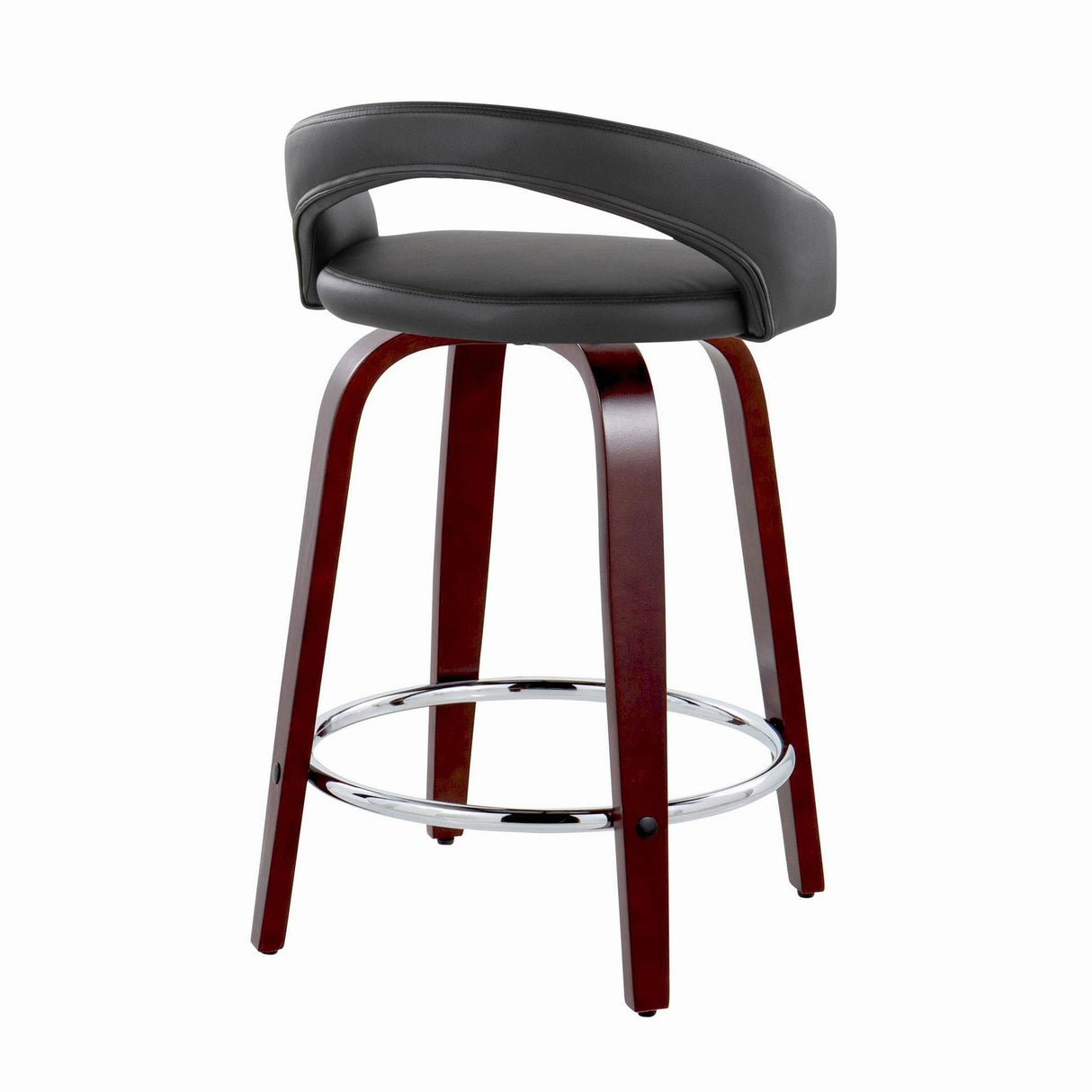 Grotto - Upholstered Fixed-Height Counter Stool With Mahogany Wood Base (Set of 2)