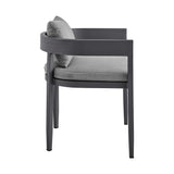 Menorca - Outdoor Patio Dining Chairs In Aluminum With Gray Cushions - (Set Of 2)