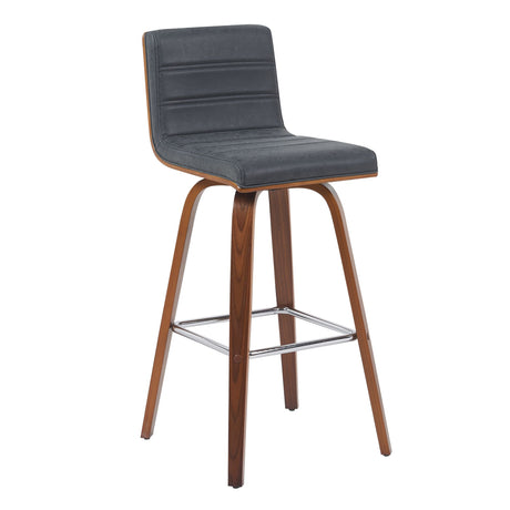 Vienna - Modern Swivel Bar Height Stool - Walnut Finished Wood Frame
