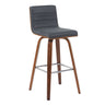 Vienna - Modern Swivel Bar Height Stool - Walnut Finished Wood Frame