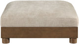 Turin - Chenille Fabric Upholstered Modular Ottoman - Taupe / Brown Walnut